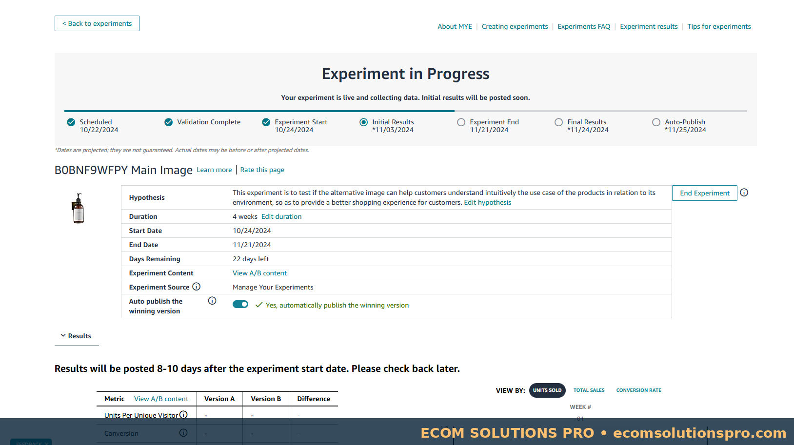 Manage Your Experiments overview