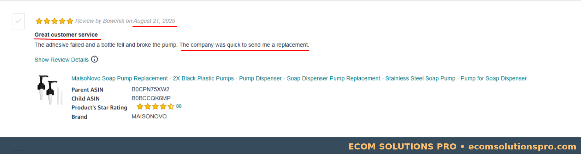 Customer service evidence 3