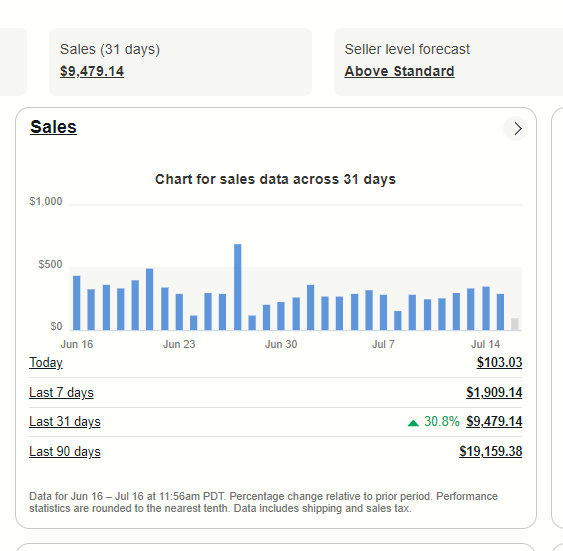 eBay sales report showing 30.8 percent increase