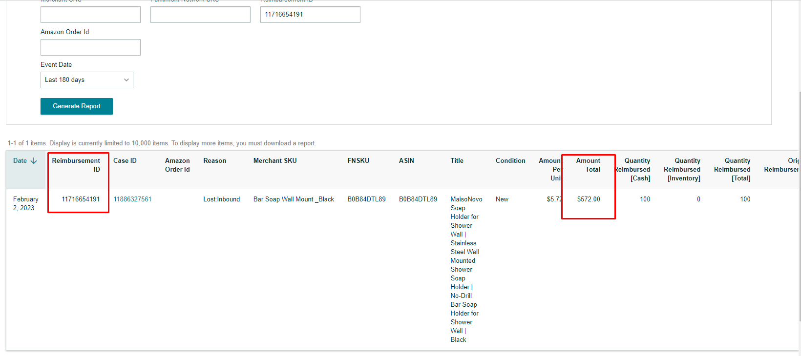 Amazon Seller Central FBA shipment investigation screenshot